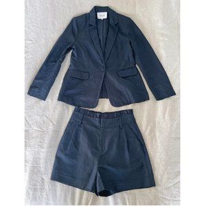 Frame | Blazer and Shorts Set Linen Blend Dark Navy | Size 6 Blazer / 4 Shorts